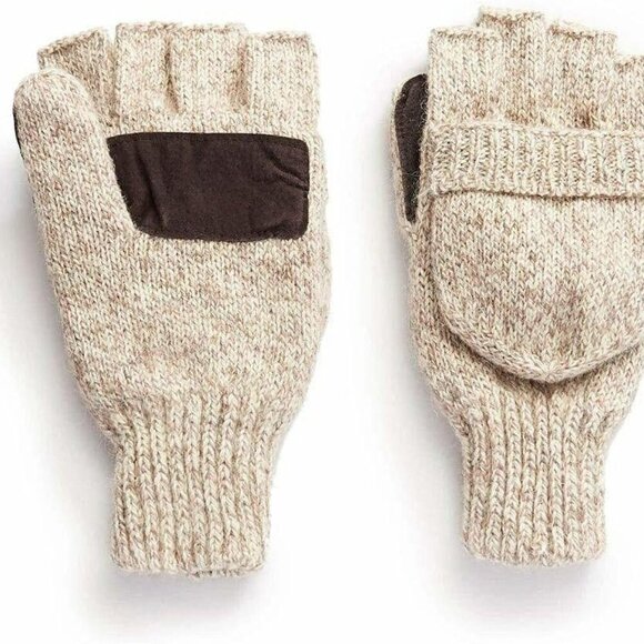 Men’s The Sentry Wool Fingerless Pop-Top Mittens, Insulated Fingerless Winter Gl - Picture 1 of 7